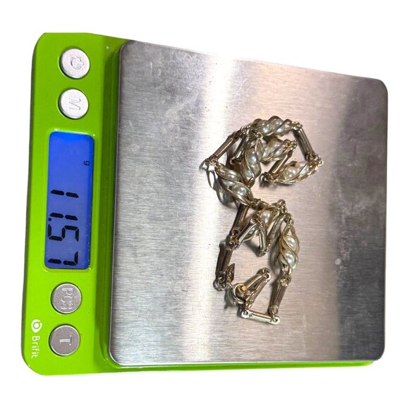 Vtg Sarah Coventry Simulated Pearl Twirling Design Necklace 7703 NEW Gold Tone - Picture 7 of 10